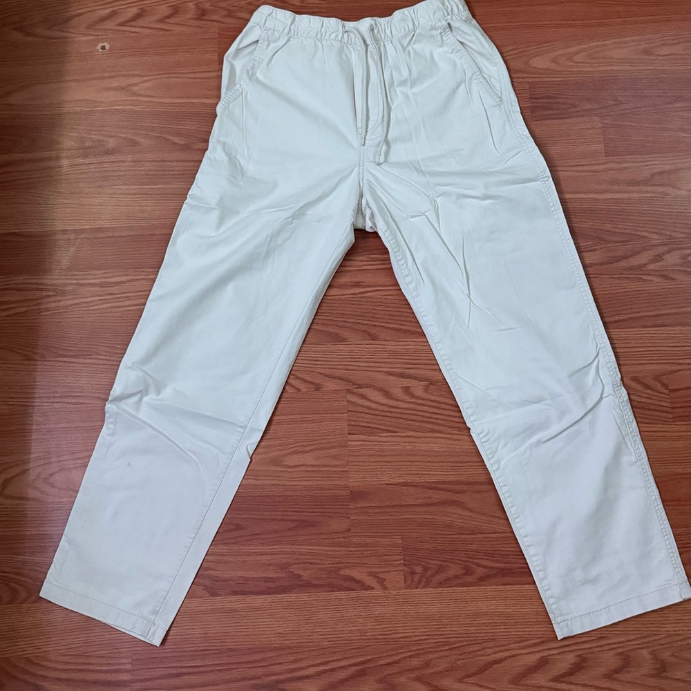 White canvas straight leg pants